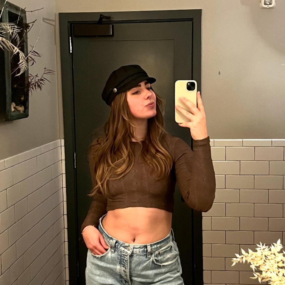 Zara Chocolate Long Sleeve Crop Top